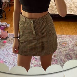 Beige/ brown Plaid Checkered Brandy Melville Skirt